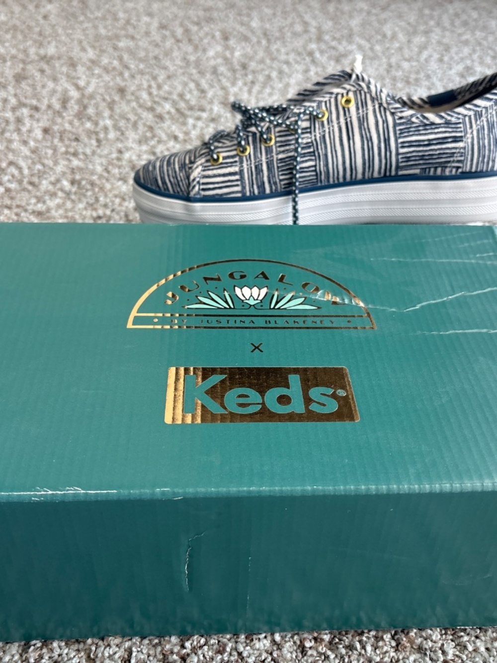 Keds x Jungalow Triple Kicked Quinn Sneakers with Blue Motif Size 8 - Picture 3 of 3